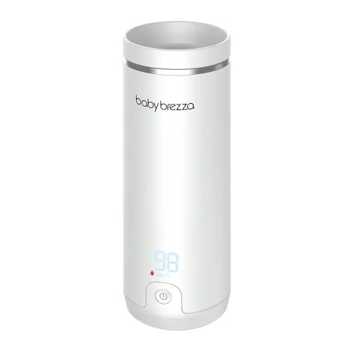 Baby Brezza Superfast Portable Baby Bottle Warmer – 67% Faster - Travel Breastmilk Warmer and Formula Warmer - Safe, Even Heating - Up to 9oz - No Adapters, White
