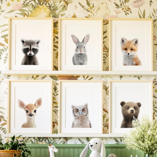 Woodland Animals Set of 6 Nursery Art Prints
