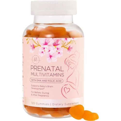 Prenatal Vitamins for Women with Folic Acid + DHA for Pregnancy & Fetal Support, Prenatal Multivitamin Gummy with Folate, Choline, Vitamin B6, B12, C & D3, Non-GMO, Prenatals for Women - 120 Gummies