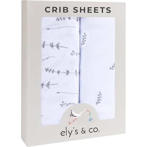Ely’s & Co. Crib Sheets, Baby Boy/Girl Fitted Crib Mattress Sheet Set, 2 Pack, 100% Jersey Knit Cotton, Infant and Toddler Nursery Bedding, Forest Grey Print, 28” x 52”