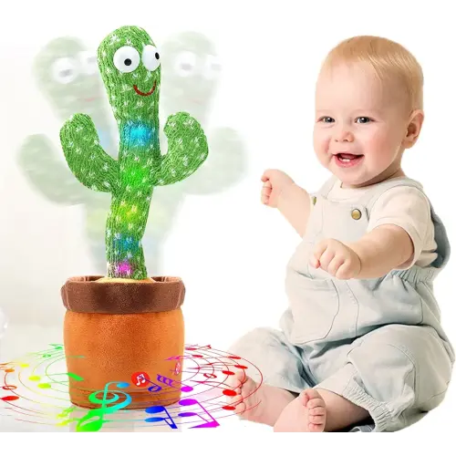 VAIZIQ Dancing Talking Cactus Toy, Talking Singing Mimicking Recording Repeating What You Say Sunny Cactus 120 English Songs Smart Toys for Baby Boys and Girls