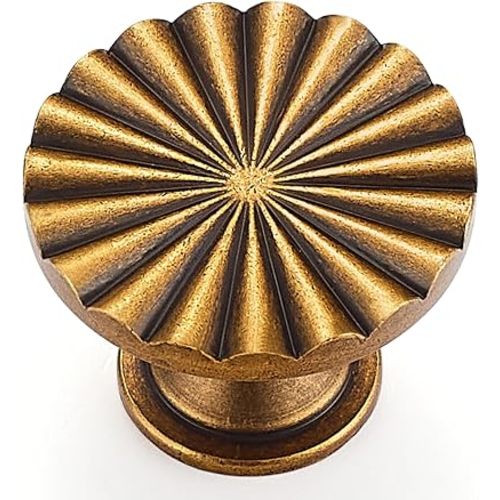 15 Pack Antique Brass Cabinet Knobs, Flower Vintage Dresser Drawer Pulls