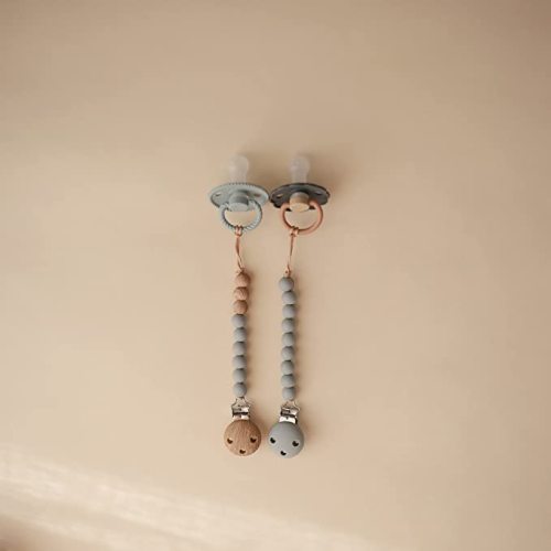 mushie 100% Silicone Baby Pacifier Clip BPA Free | Hera (Stone)