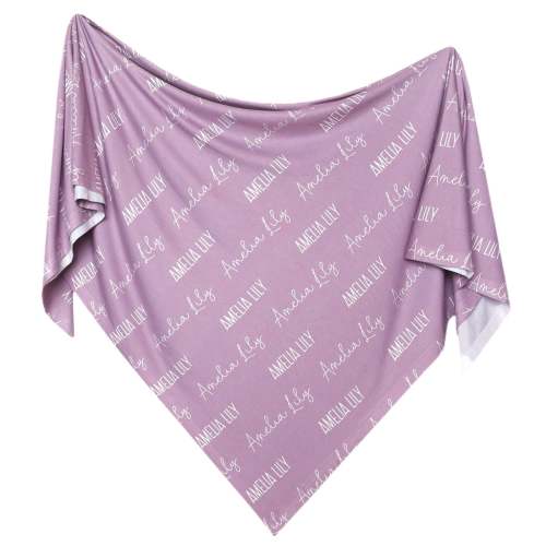 Personalized Baby Name Swaddle Blanket - Mulberry