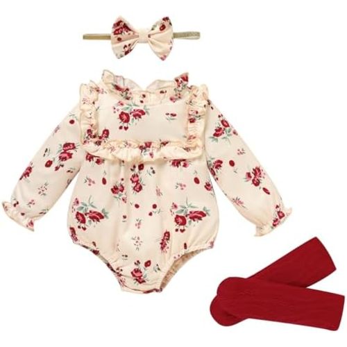 GRNSHTS Newborn Baby Girl Clothes Ruffle Rompers Toddler Fall Outfits for Girls Set Little Girl Fall Winter Clothing