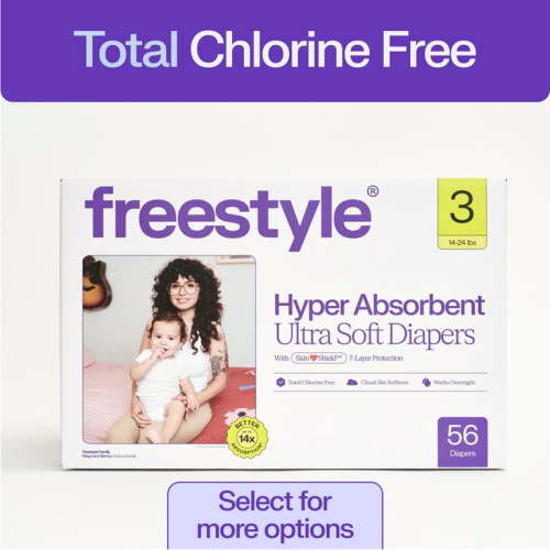 Freestyle Hyper Absorbent Ultra Soft Baby Diapers, Size 3, 56 Count (Select for More)