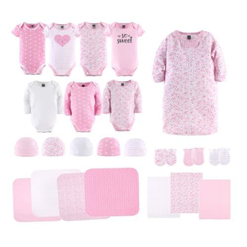 The Peanutshell Baby Layette Gift Set for Girls - 23 Piece New Born Girl Gift Set, Baby Clothes & Newborn Essentials Must Haves - Newborn Clothes 0-3 Months - Floral