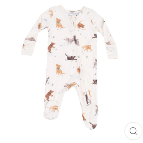 2 Way Zipper Footie - Watercolor Puppies