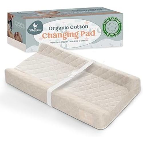 Contoured Baby Changing Pad – Waterproof & Breathable Diaper Changing Pad | Removable Washable Cover, Non-Slip Base & Safety Strap | Standard Size for Dresser & Changing Table Pads