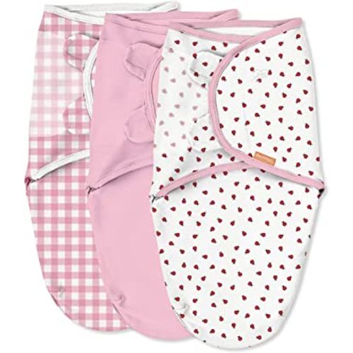 SwaddleMe by Ingenuity Original Swaddle - Size Small/Medium, 0-3 Months, 3-Pack (Ladybug Picnic)