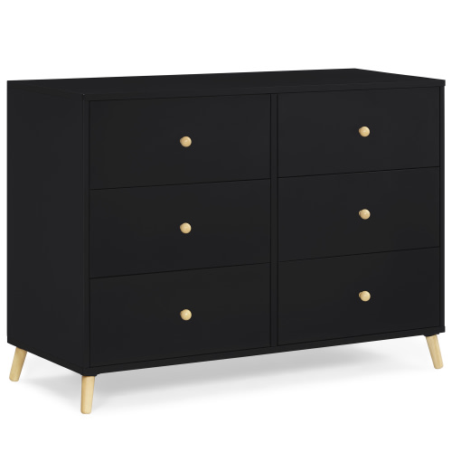 Delta Children Essex 6 Drawer Dresser, Black/Natural