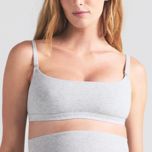 SKIMS COTTON JERSEY MATERNITY NURSING SCOOP BRALETTE | LIGHT HEATHER GREY