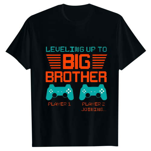 Big Brother T Shirt Cartoon Letter Printed Adorable Daily Stylish Casual T Shirt Top Size 12 Y-13 Y