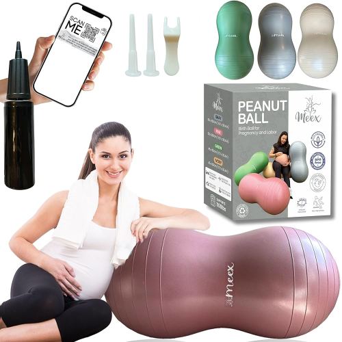 Meex Peanut Ball Labor - Durable and Thick Birthing Ball for Pregnancy - Peanut Ball Pregnancy for Labor - Antiburst Birth Ball - Labor Ball - Peanut Exercise Ball - Pregnancy Ball - Pump Included