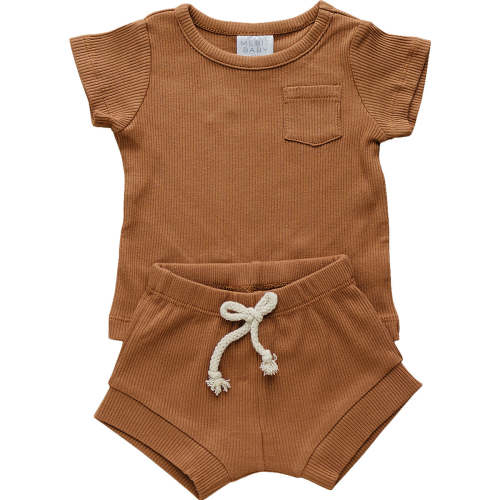 Rust Organic Cotton Ribbed Short Set – Mebie Baby