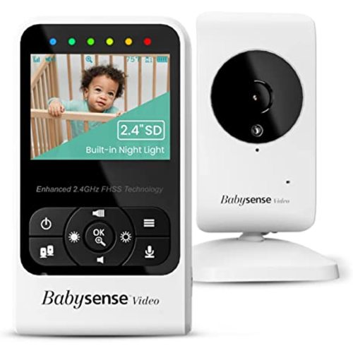 Babysense New Video Baby Monitor with Camera and Audio, Long Range, Room Temperature, Infrared Night Vision, Two Way Talk Back, Lullabies and High Capacity Battery, Model V24R - V24R-1CAM