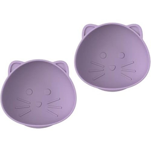 melii Silicone Suction Bowls for Babies and Toddlers, Cat, 10.1 oz - 2 Pack, 100% Food Grade Silicone, Animal Shaped, BPA Free, Dishwasher & Microwave Safe
