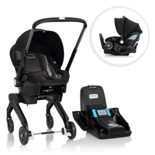 Evenflo Shyft DualRide Infant Car Seat Stroller Combo, Newborn Baby Grow Travel System, Beaufort Black