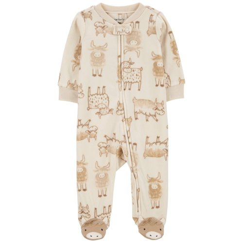 Baby Highland Cow 2-Way Zip Fleece Sleep & Play Pajamas - Carter's | Carter's