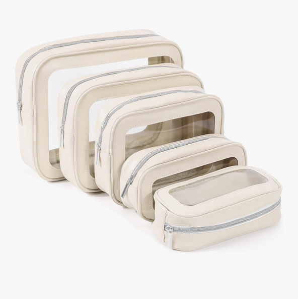 YOPCDJ 5PCS Diaper Bag Organizer Pouch Set, TSA Approved Toiletry Bag,Clear Waterproof TPU Makeup Bag Set Travel Organizer Bags for Women and Kids,Mothers Day Gifts