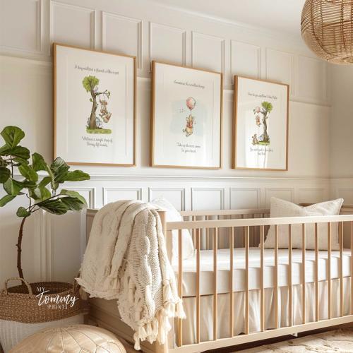 Winnie the Pooh Nursery Prints Winnie The pooh Wall Art for New Baby Gift Winnie The Pooh Quotes Set of 3 Christening Gift