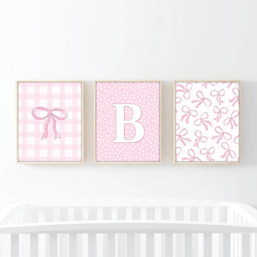 Blushing Bows Bundled Digital Nursery Art