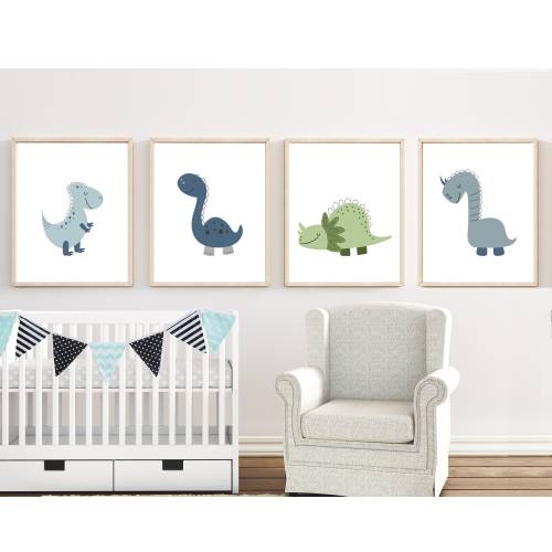 Dinosaur Art Printable, dinosaur nursery art, Set of 4 prints