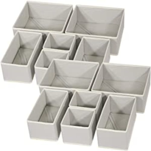 Amazon.com: DIOMMELL 12 Pack Foldable Cloth Storage Box Closet Dresser Drawer Organizer Fabric Baskets Bins Containers Divider for Baby Clothes Underwear Bras Socks Lingerie Clothing,Grey 444 : Home & Kitchen