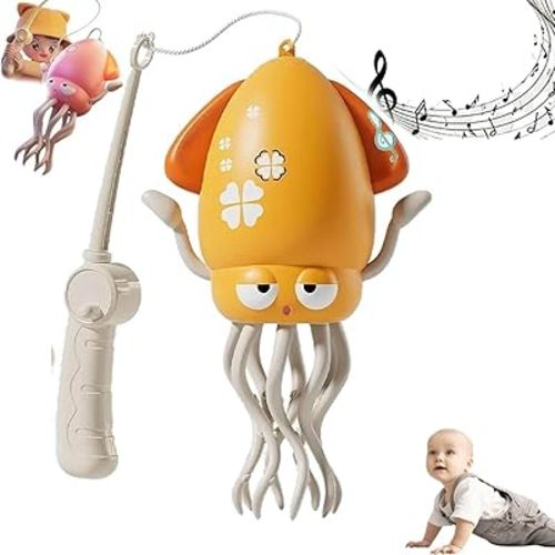 Electric Dancing Octopus Toy, Automatic Swing Magic Obstacle Avoidanceoctopus, Crawling Dancing Automatic Obstacle Avoidance Octopus Sensor Toy with LED & Music(Green Fishing Rod)