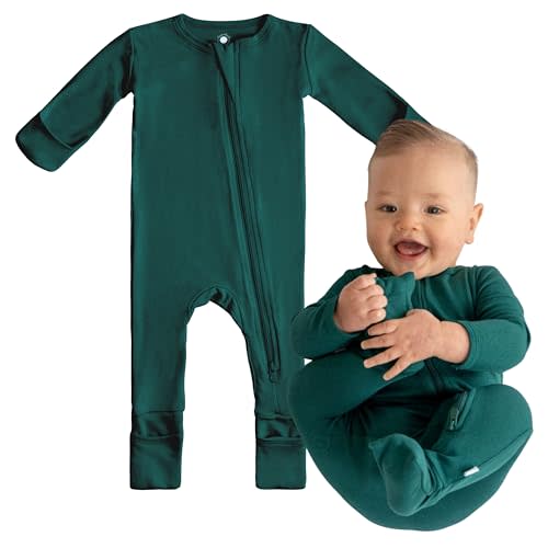 DREAMLAND BABY Bamboo Viscose Baby Pajamas (0-24 months). Ultra Soft Viscose Sleepers with 2-Way Zipper, Mitten & Foot Cuffs