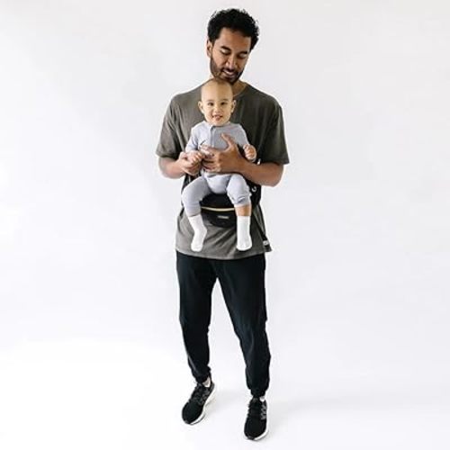 Tushbaby Original Hip Seat Baby Carrier for Babies & Toddlers up to 45 lbs, Safety Certified, Lightweight No-Foam Design with Storage & Nursing Support, Black & Gold