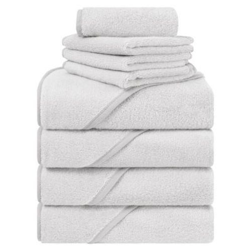 American Soft Linen 100% Cotton Soft Fluffy Hooded Baby Bath Towel Set 8 Piece - Pink