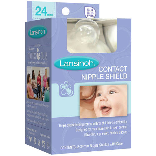 Lansinoh Contact Nipple Shield, 2-24mm Nipple Shields with Case