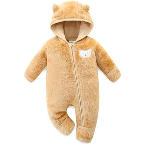 Baby Fleece Winter Jumpsuit Outfits Cute Cartoon Comfy Snowsuit Fluffy Romper for 0-18M