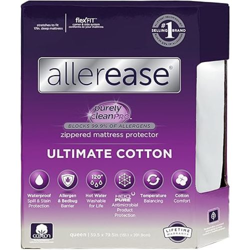 AllerEase Ultimate Allergy Protection and Comfort Zippered Mattress Protector, King