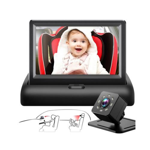 Baby Car Mirror with 4.3'' HD Night Vision Function Display, Safety Car Seat Camera with Wide Crystal Clear View, Easily Observe The Baby’s Move(Not USB)