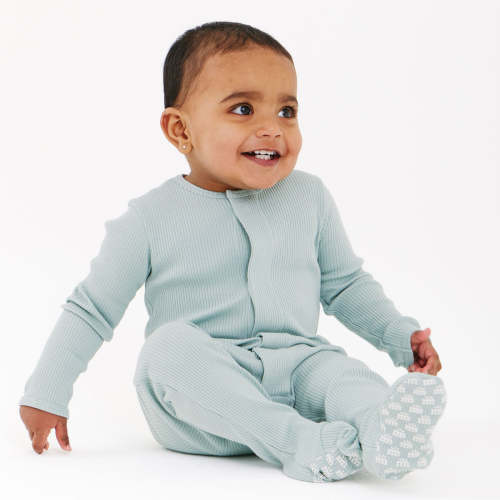 ribbed cotton magnetic parent favorite footie – Magnetic Me - mist - 0-3 months