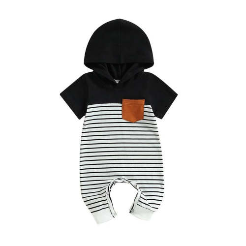 Hooded Striped Pocket Jumpsuit