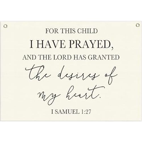 Nursery Wall Decor-Rectangular Canvas Banner Flag Poster Wall Decoration for Baby Kids Girl Boy,Nursery Bedroom Playroom Babyroom Decor-Baby Shower Christmas Gift-This Child I Have Prayed-28.5"L×20"W