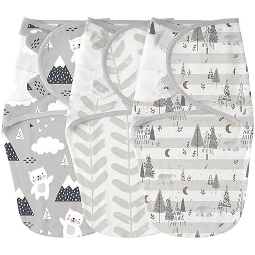 Yoofoss Baby Swaddles for Newborns 100% Cotton, Adjustable Swaddle 0-3 Months 3 Pack Newborn Swaddle Sack, Breathable Soft(Small)