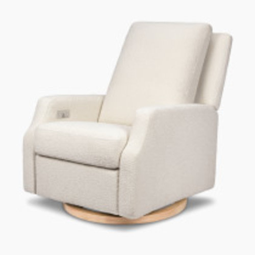 Namesake Crewe Electronic Recliner and Swivel Glider - Ivory Boucle With Light Wood Base