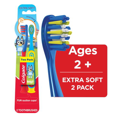 Colgate Kids Toothbrushes Bluey Pack with Extra Soft Bristles and Suction Cup