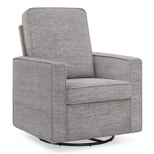 Delta Children Noah Upholstered Swivel Glider with Stain-Resistant Performance Fabric- Greenguard Gold Certified, Frost Grey