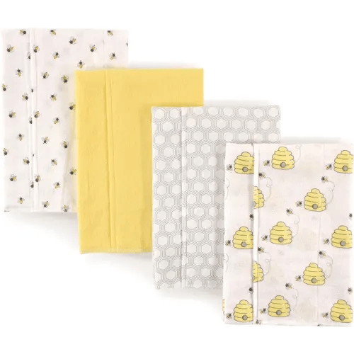 Hudson Baby Unisex Baby Cotton Flannel Burp Cloths, Bee, One Size