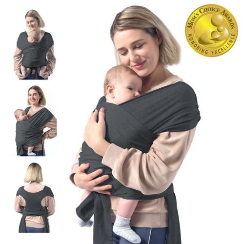 Momcozy Baby Wrap Carrier Slings, Easy to Wear Infant Carrier Slings for Babies Girl and Boy, Adjustable Baby Carriers for Newborn up to 35 lbs, Deep Grey (Choose Your Color)