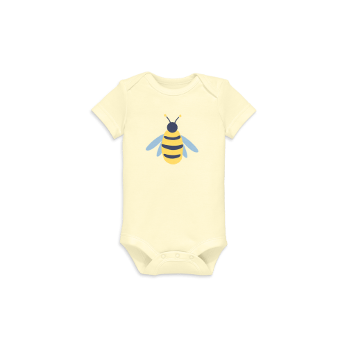 Organic Short Sleeve Bumblebee Babysuit, 0-3M