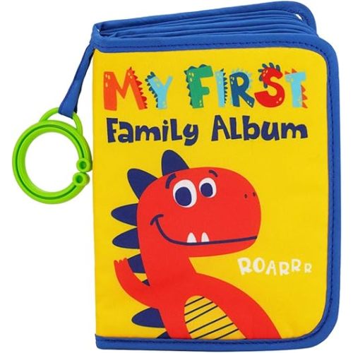 Urban Kiddy™ Baby's My First Family Album | Soft Photo Cloth Book Gift Set for Newborn Toddler & Kids (Dinosaur)