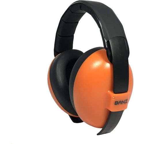 Baby Banz Earmuffs Infant and Toddler Hearing Protection Headphones - Packaged with BANZ Sunglasses Ages 0–2 Years – Ultimate Child Ear and Eye Protection – Stop Noise – Block Sun (Orange)