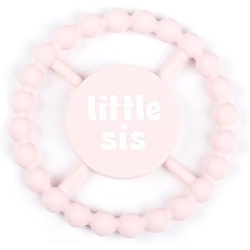 Bella Tunno Happy Teether for Girls– Soft & Easy Grip Baby Girl Teether Toy, Silicone Teether Ring to Help Soothe Gums, Non-Toxic and BPA Free, Little Sis