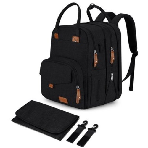 RKXQT Extra Large Diaper Bag for 2 Kids - Expandable 35L Twin Diapers Bags Backpack with 4 Insulated & 16" Laptop Pocket & 2 Compartments - Big Baby Backpacks - Travel Pañaleras Para Bebe, Unisex